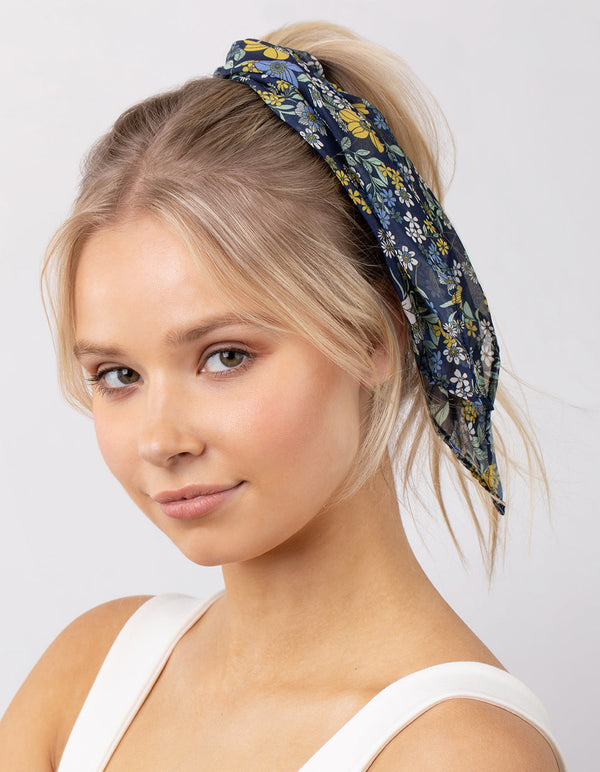 Blue Print Scarf Scrunchie