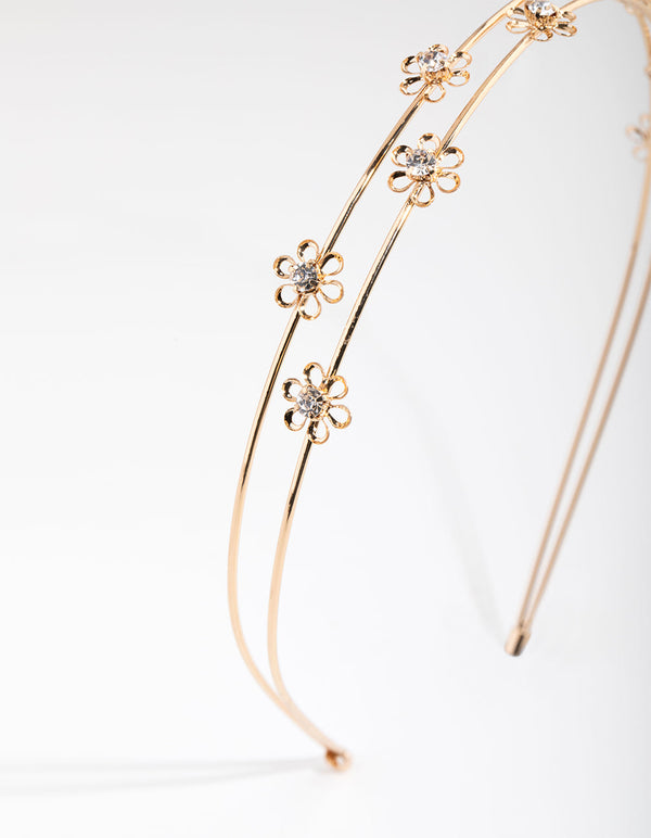 Gold Micro Flower Double Headband