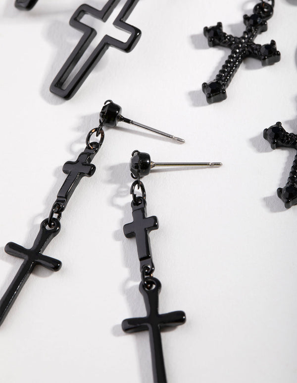Matte Cross 3-Pack Drop Earring