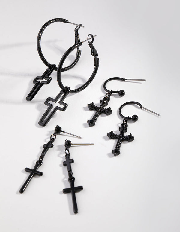 Matte Cross 3-Pack Drop Earring