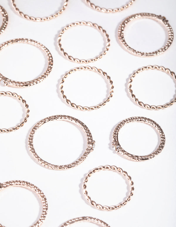 Rose Gold Diamond-Cut Stone 16-Pack Rings