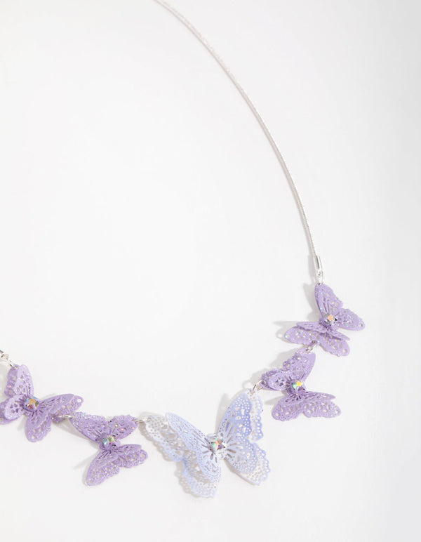 Diamante Stamp Butterfly Necklace