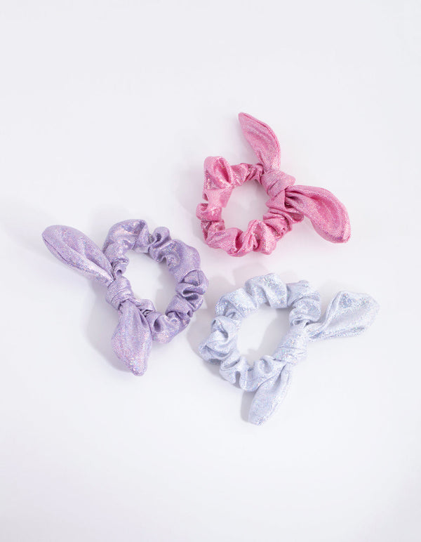 Kids Holographic Bunny Scrunchie 3-Pack