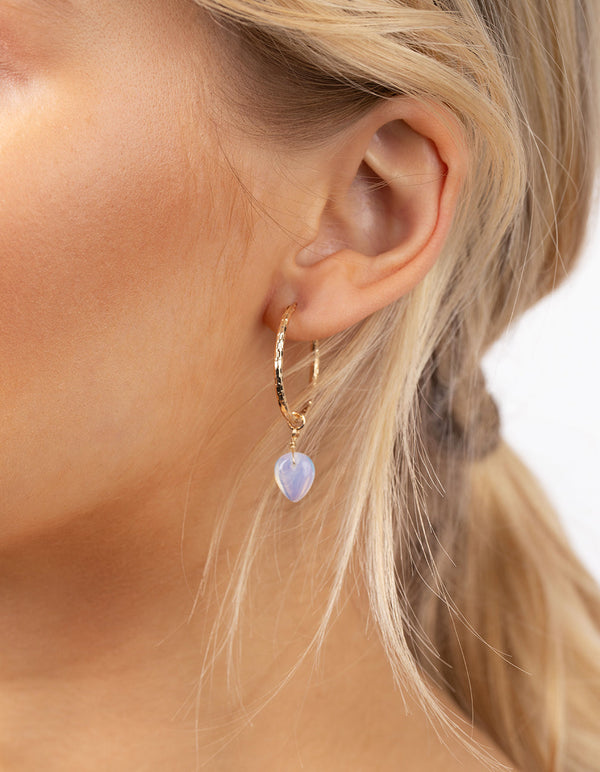 Gold Diamond-Cut Hoop Drop Earrings