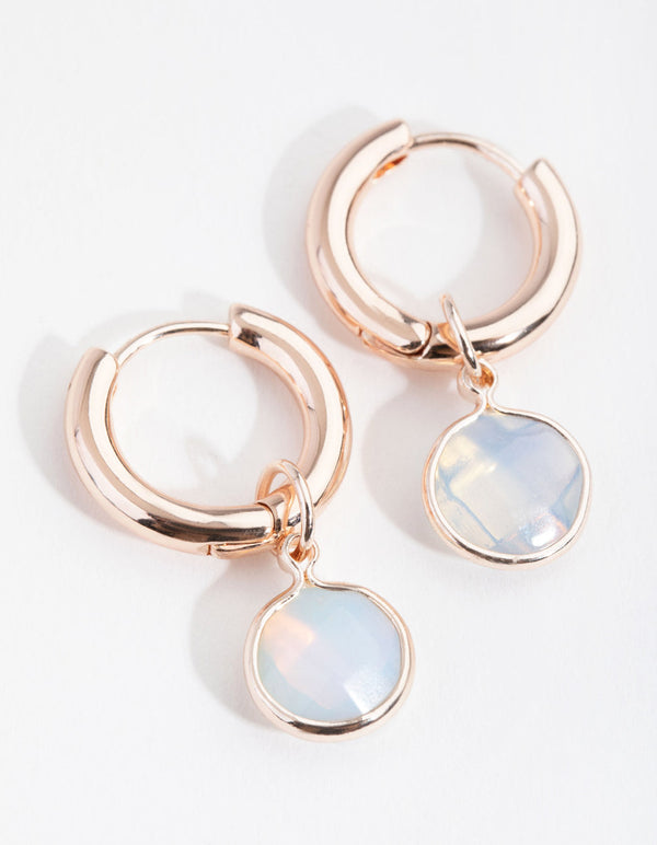 Rose Gold Facet Circle Huggie Earrings