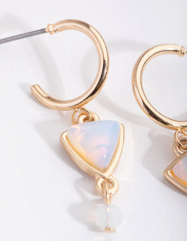 Gold Triple Drop Huggie Earrings