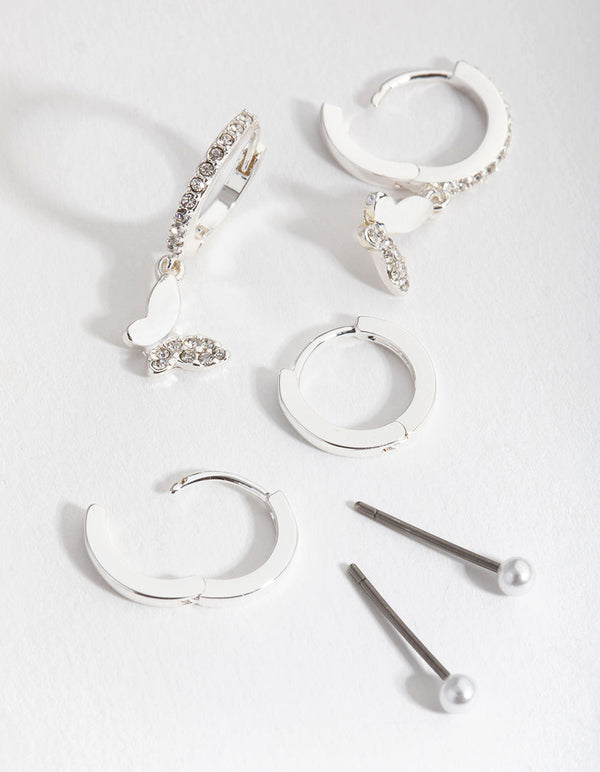Silver Butterfly Stack Pack Earring