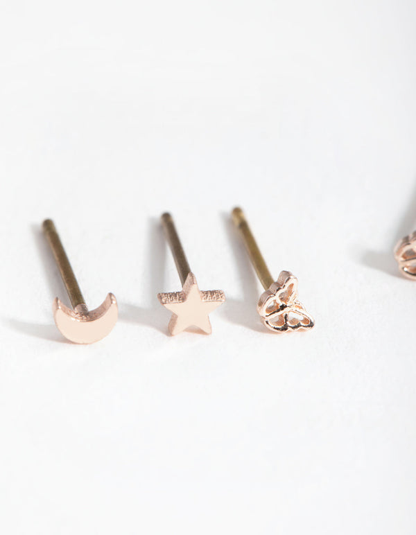 Rose Gold Mixed Micro Motif Earrings