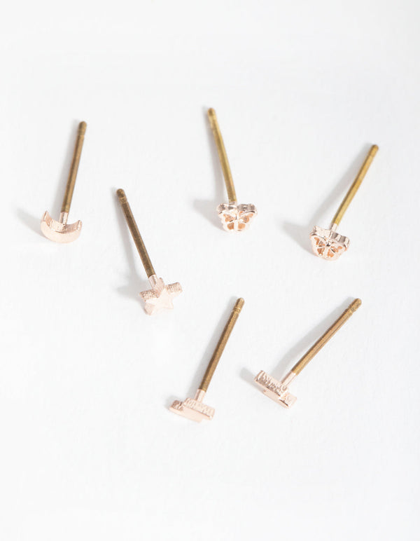 Rose Gold Mixed Micro Motif Earrings