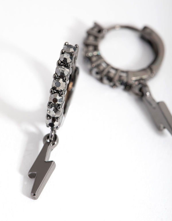 Matte Diamante Lightning Charm Huggie Earrings