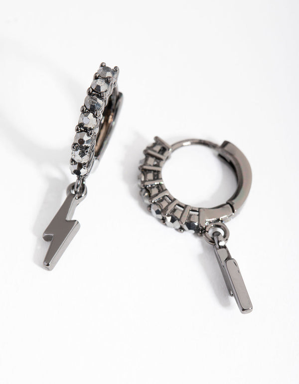 Matte Diamante Lightning Charm Huggie Earrings