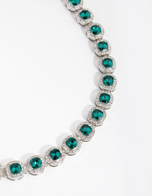 Rhodium Classic Halo Necklace