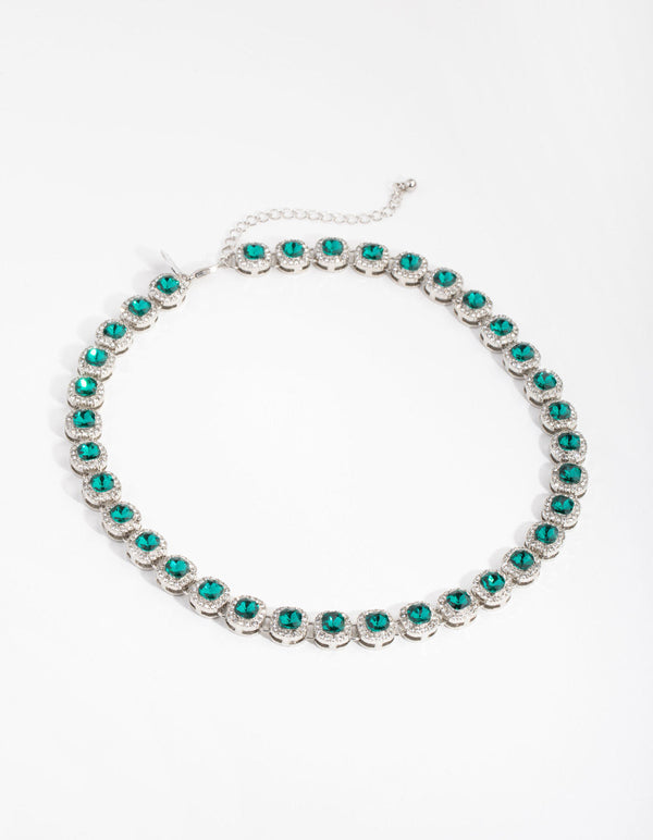 Rhodium Classic Halo Necklace