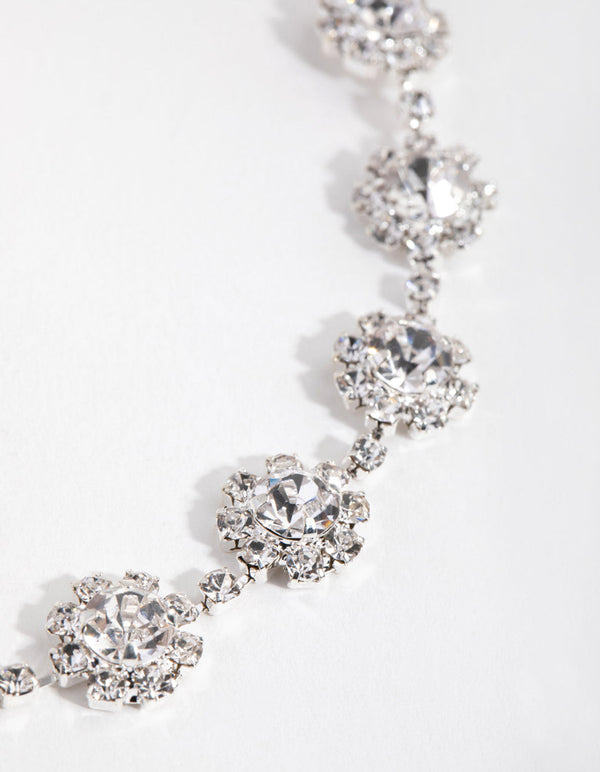 Silver Round Surrounded Choker Necklace