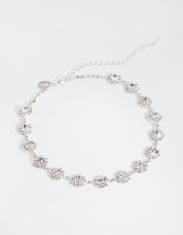 Silver Round Surrounded Choker Necklace