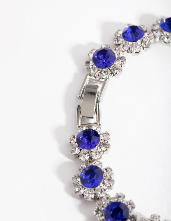 Rhodium Diamante Flower Bracelet
