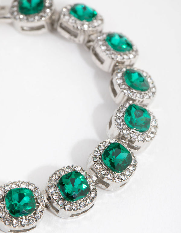 Rhodium Classic Halo Bracelet