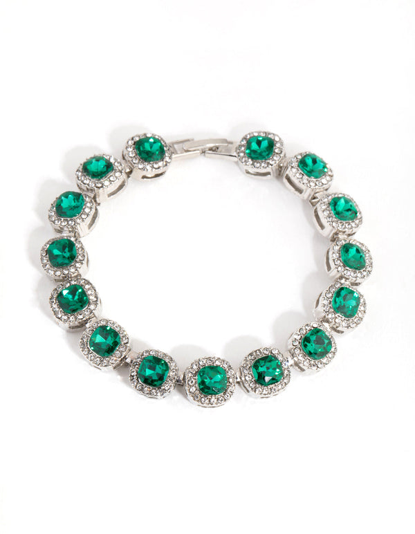 Rhodium Classic Halo Bracelet