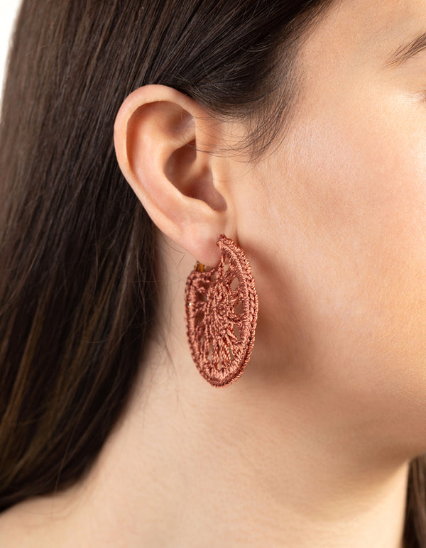 Gold Small Crochet Hoop Earrings