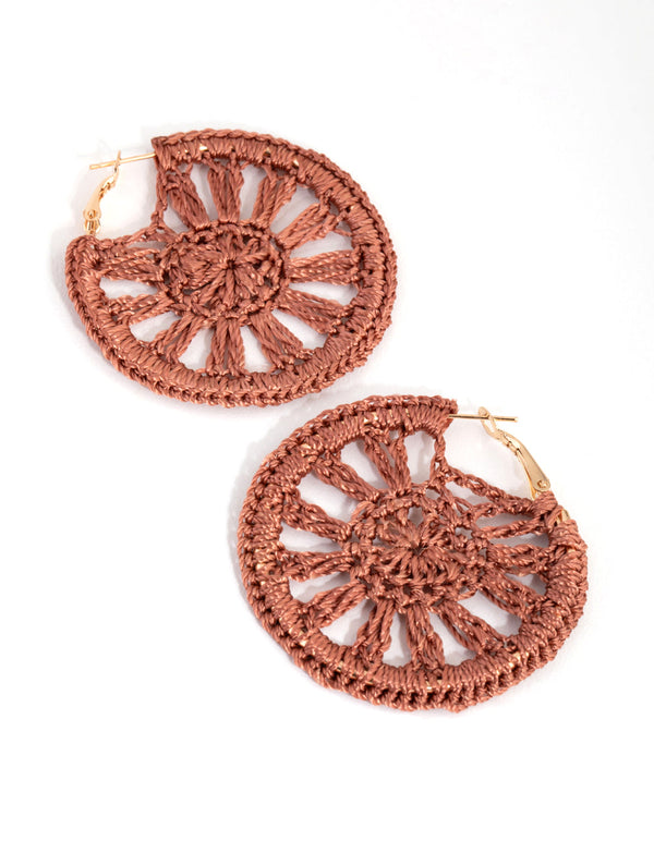 Gold Small Crochet Hoop Earrings