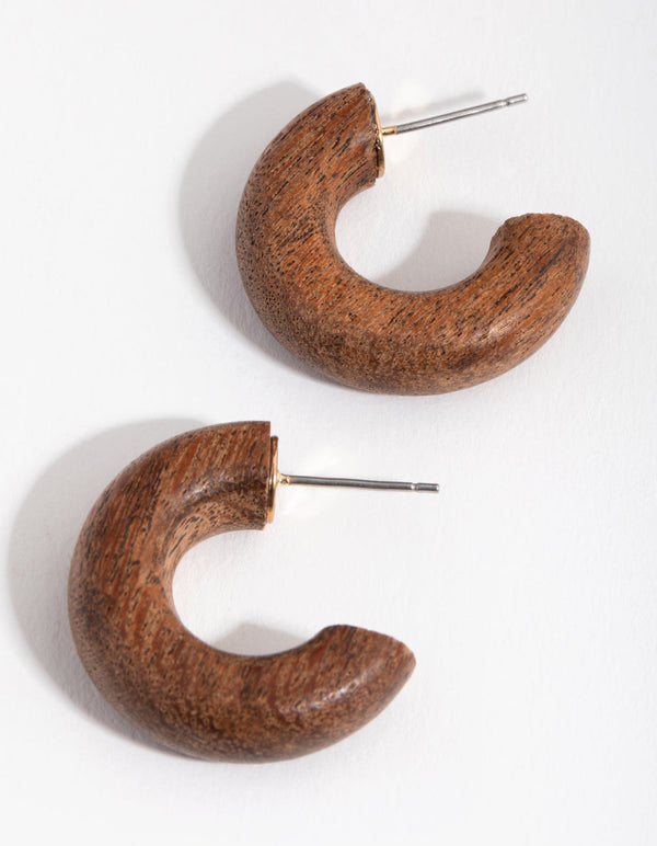 Small Wooden Hoop Earrings