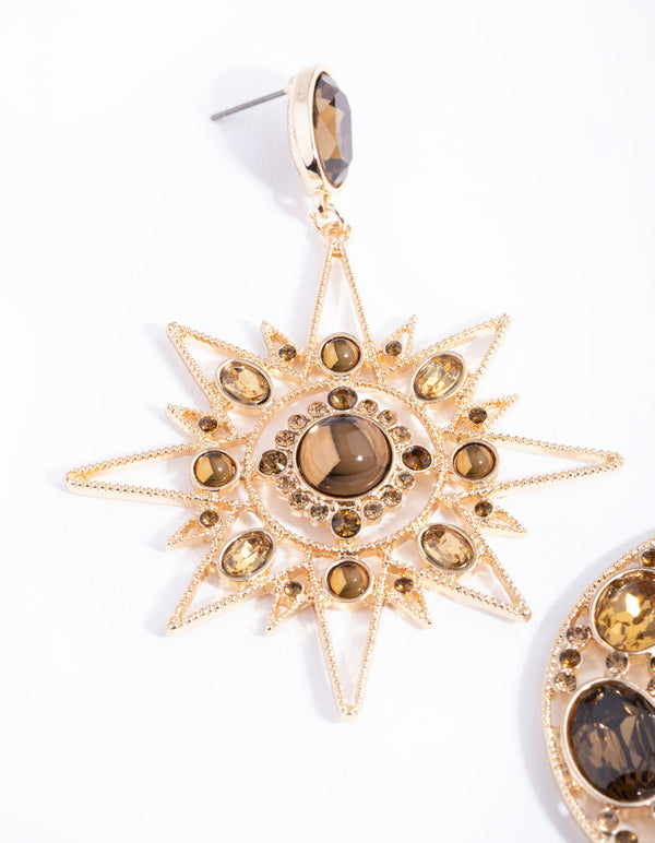 Gold Statement Star and Moon Earrings