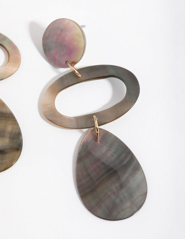 Gold Shell Triple Drop Earrings