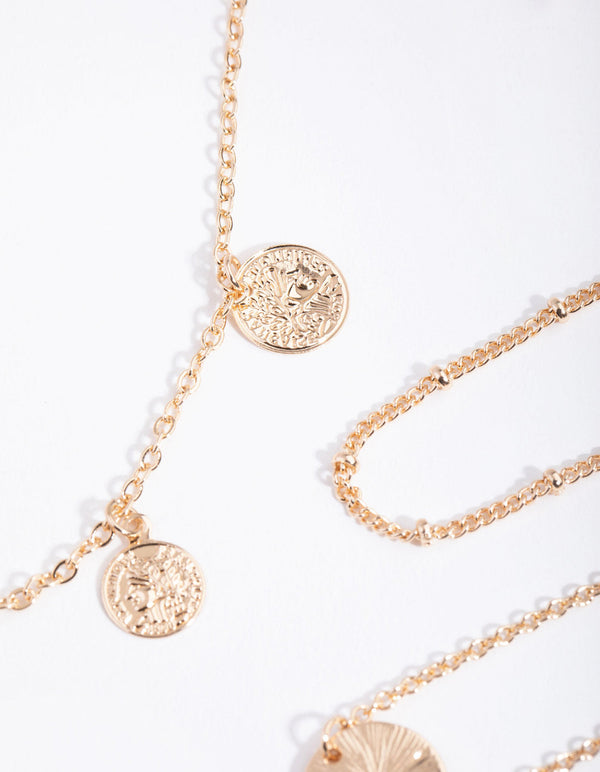 Gold Tusk Coin 4-Pack Choker Necklace