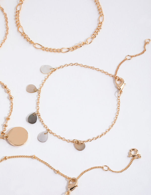 Gold Shell Jingle Bracelet and Anklet 6-Pack