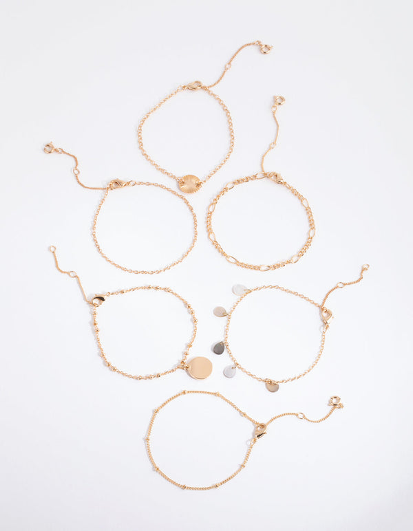 Gold Shell Jingle Bracelet and Anklet 6-Pack