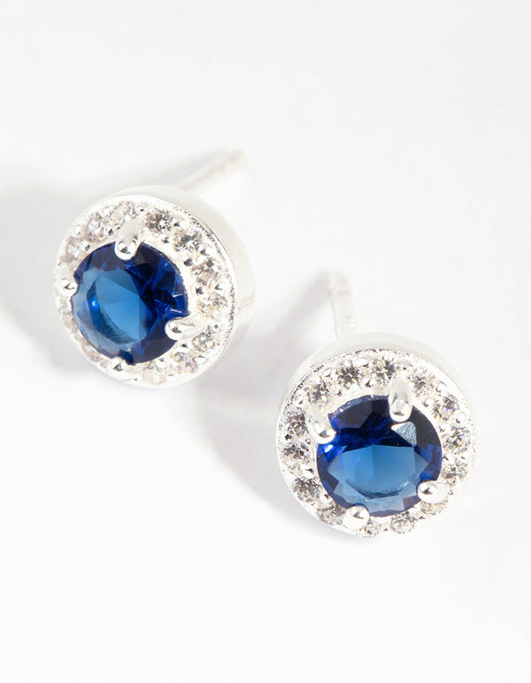 Sterling Silver Cubic Zirconia 5mm Halo Stud Earrings