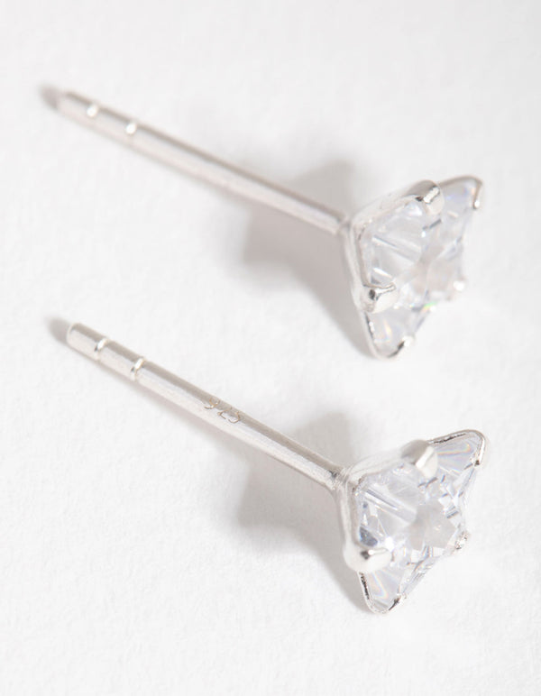Sterling Silver Cubic Zirconia Star Stud Earrings