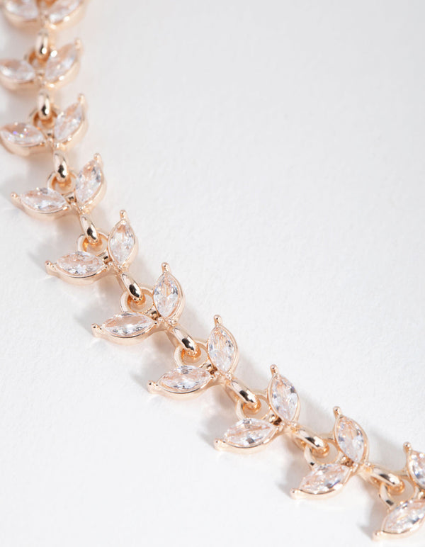 Rose Gold Cubic Zircona Laurel Necklace