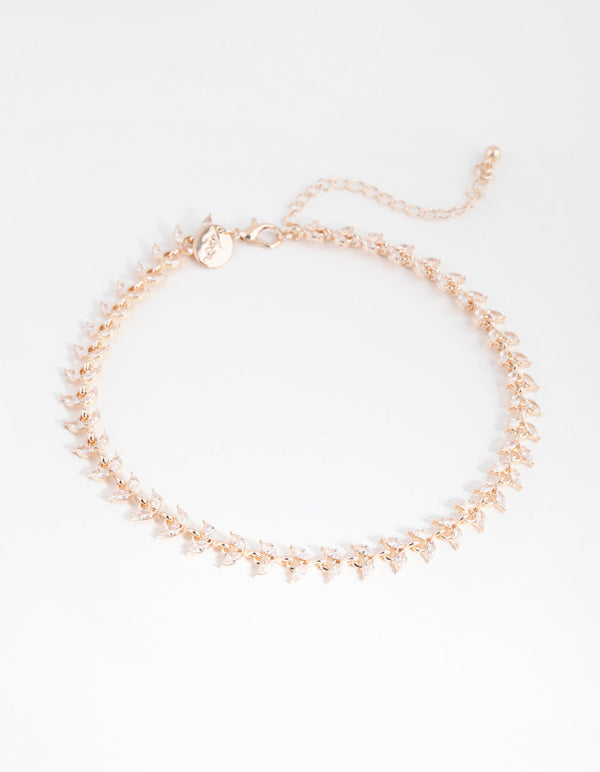 Rose Gold Cubic Zircona Laurel Necklace