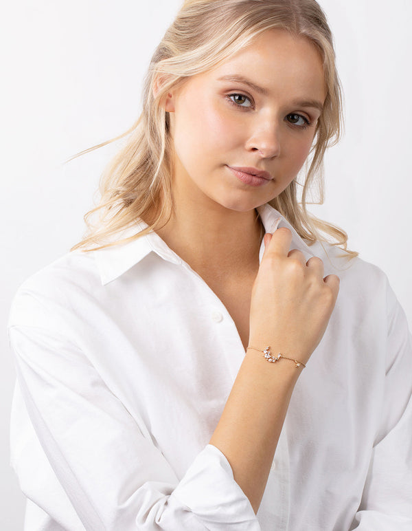 Gold Cubic Zirconia Star Toggle Bracelet