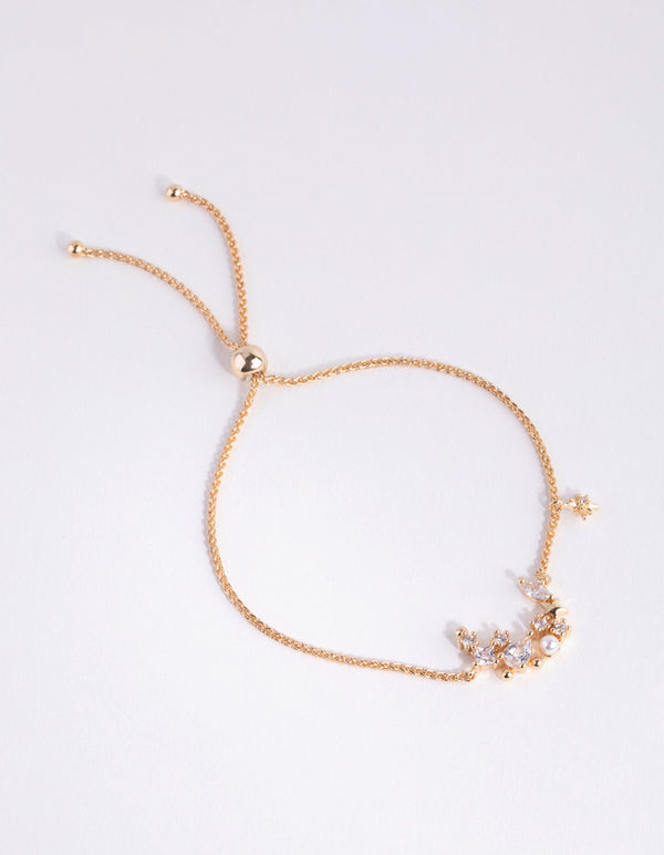 Gold Cubic Zirconia Star Toggle Bracelet