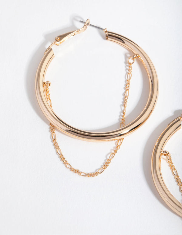 Gold Fine Chain Hoop Earrings