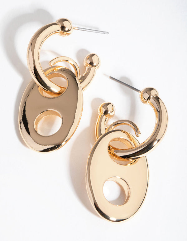 Gold Mariner Chain Huggie Earrings