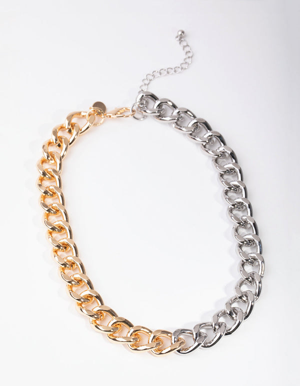 Mixed Metals Two Tone Curb Chain Necklace