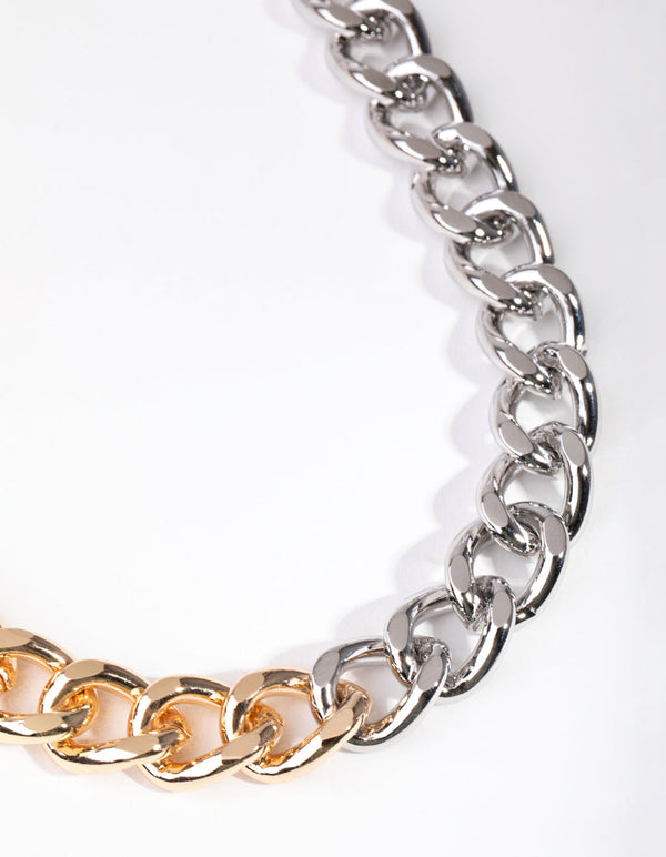 Mixed Metals Two Tone Curb Chain Necklace