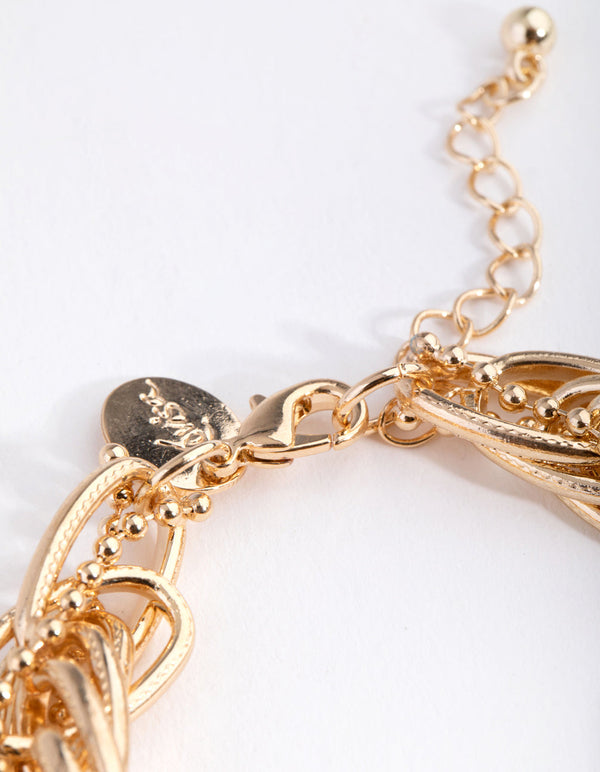Gold Ball Rope Twist Bracelet
