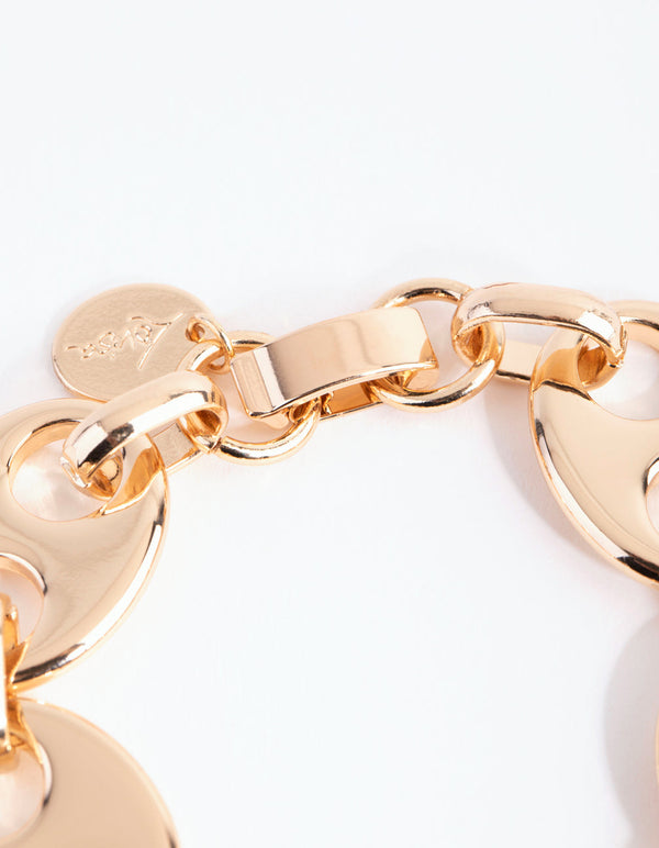 Gold Puffed Mariner Chain Bracelet