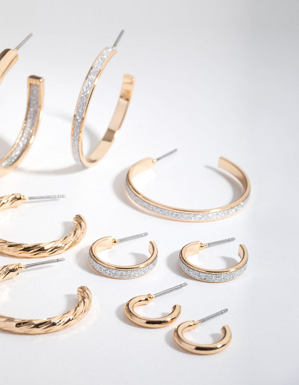 Gold Glitter Paper 6-Pack Earring