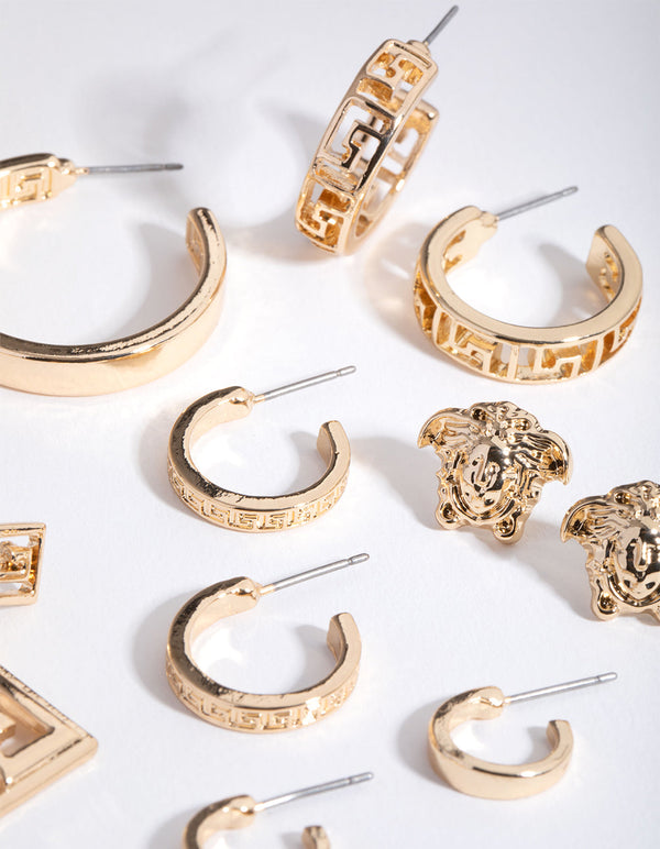 Gold Greek Mythology 6-Pack Hoop Earring