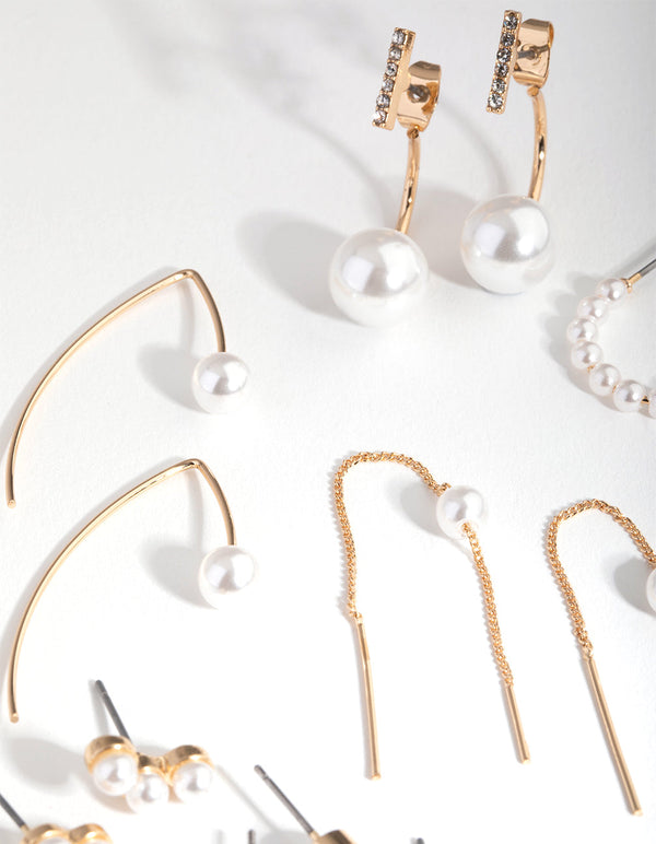 Gold Mixed Pearl 16-Pack Earring