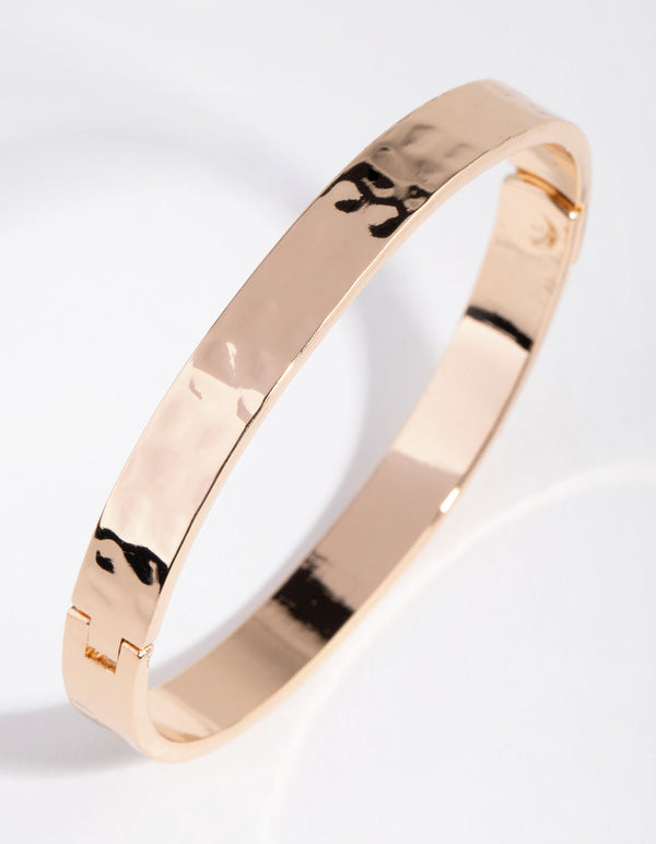 Gold Hammered Hinge Bangle