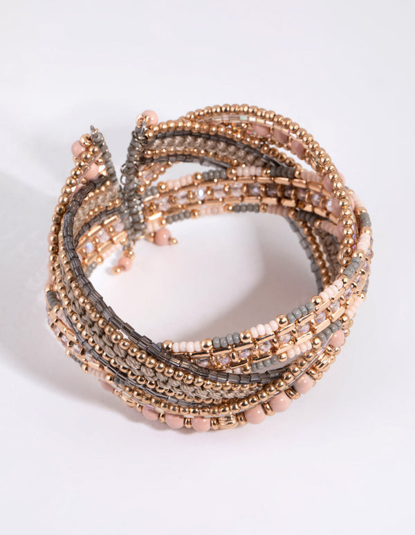 Beaded Crossover Cuff Bracelet