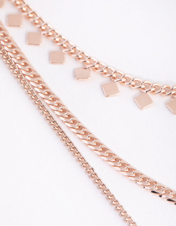 Rose Gold Star Disc Layered Necklace
