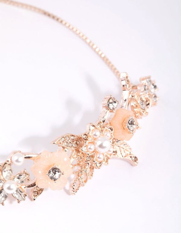 Rose Gold Floral Toggle Bracelet