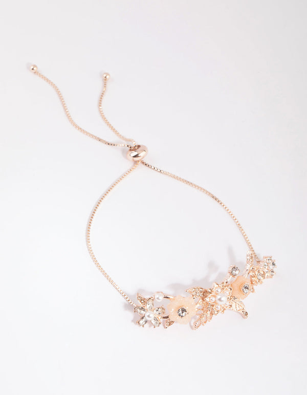 Rose Gold Floral Toggle Bracelet